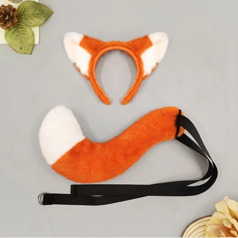 ที่คาดผมหางสัตว์คอสเพลย์อะนิเมะฟ็อกซ์ ชุดเต็ม ขนสัตว์เทียม หูสัตว์ ที่คาดผม หางสัตว์ สำหรับงานคาร์นิวัล ปาร์ตี้ แต่งกายบนเวที อุปกรณ์ประกอบฉาก