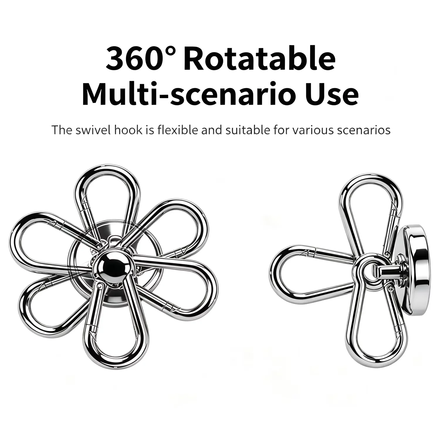 Magnetic Hooks Strong Heavy Duty Neodymium Magnet Hooks With Swivel Carabiner Hook For Refrigerator Kitchen Neodymium Magnet