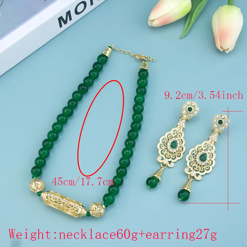 Poyasa Chic Moroccan Choker Necklace Beads Earring For Women Gold Color Arabic Bridal Jewelry Sets Bead Collares Summer Jewelry