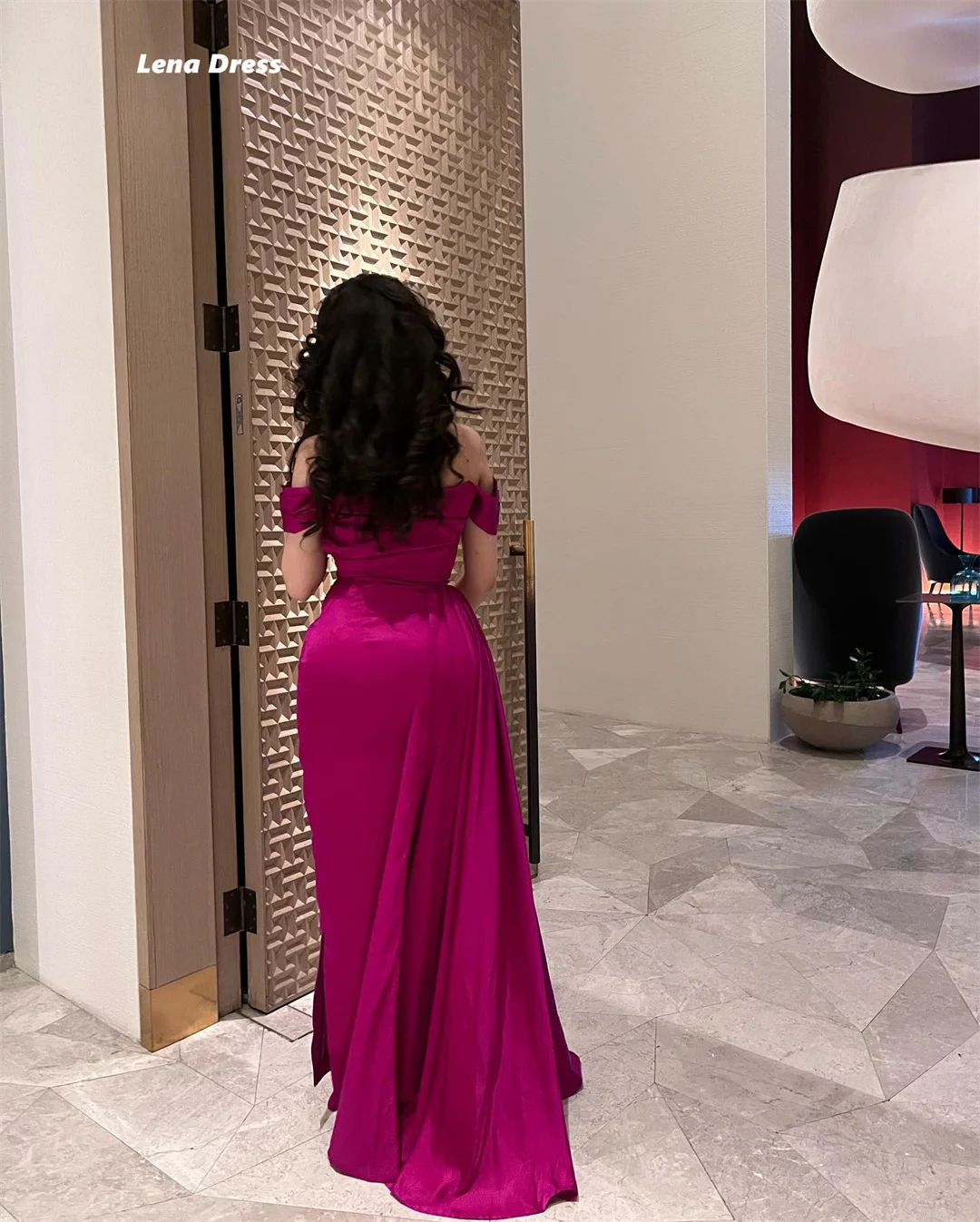 Lena schulterfreie, elegante Abendkleider für Damen, luxuriöse Abendkleider 2025, Satinstoff, maßgeschneidertes Kleid, Hochzeit, Meerjungfrau