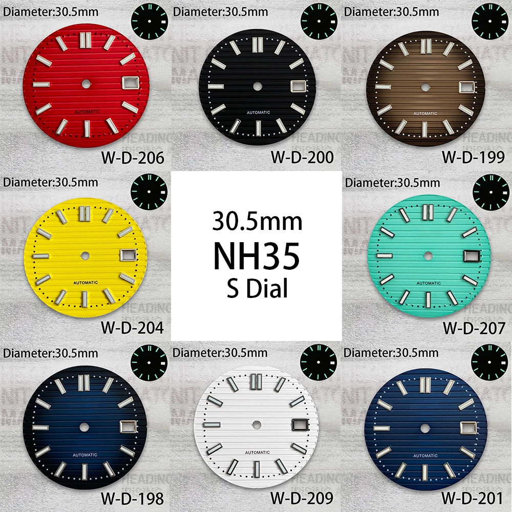 

30.5mm S Logo Tiffany Blue Dial Suitable For NH35/NH36 Japanese Movement 3/3.8/4.1 3C Green Luminous Watch Accessories