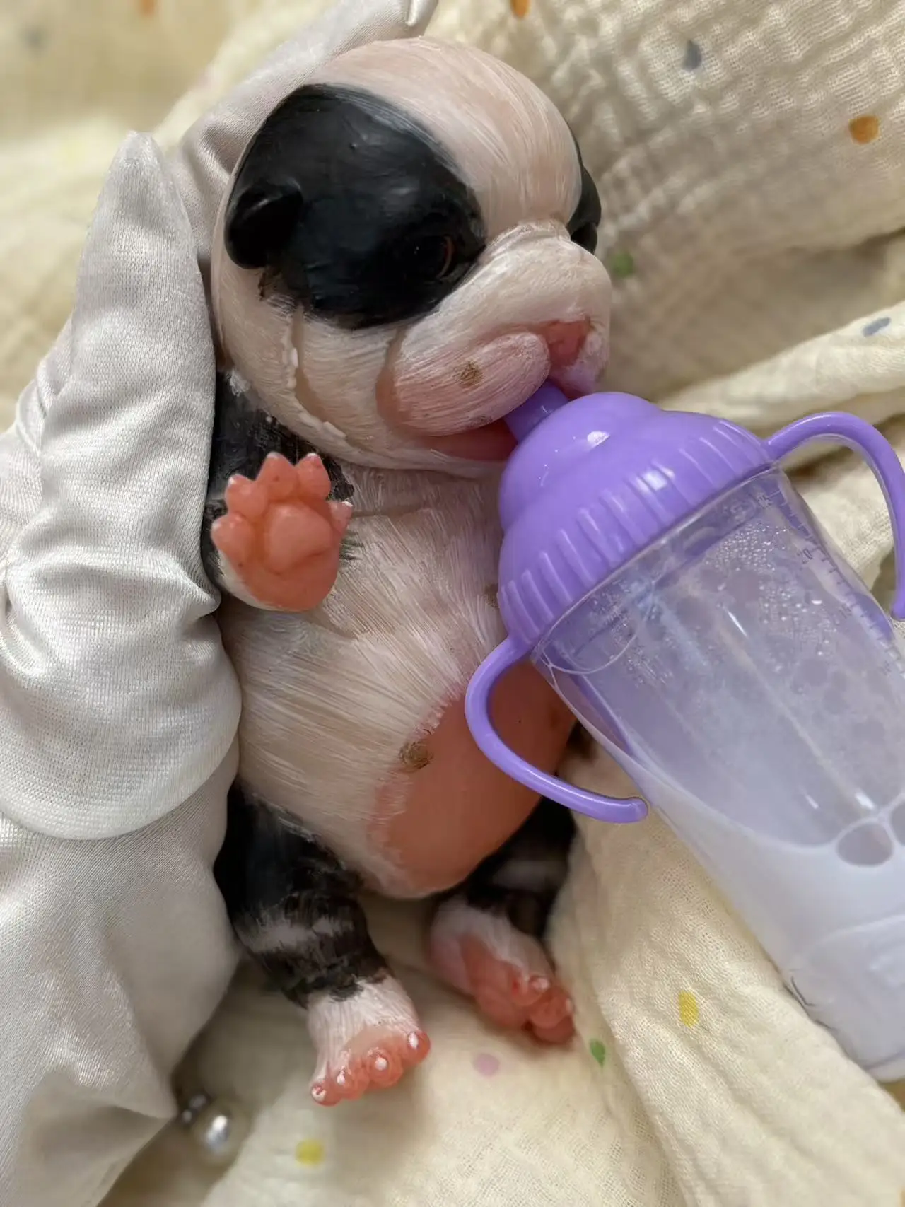 17cmシリコン製リボーンドッグドール、ソフトタッチの犬のおもちゃ