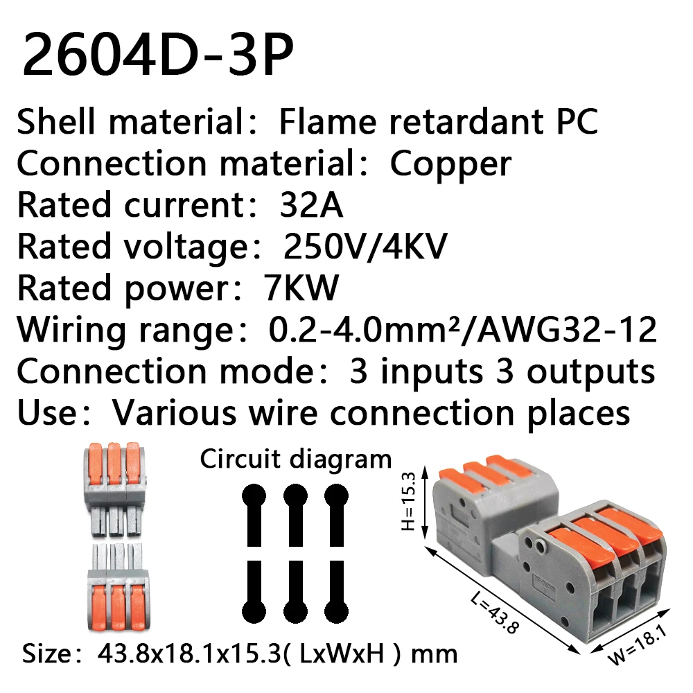 Draadconnectors 2604D 2608 Docking Kabel Conectors Snelle Universal Bedrading Compact Geleiders Push-In Terminal Block Led SPL-223