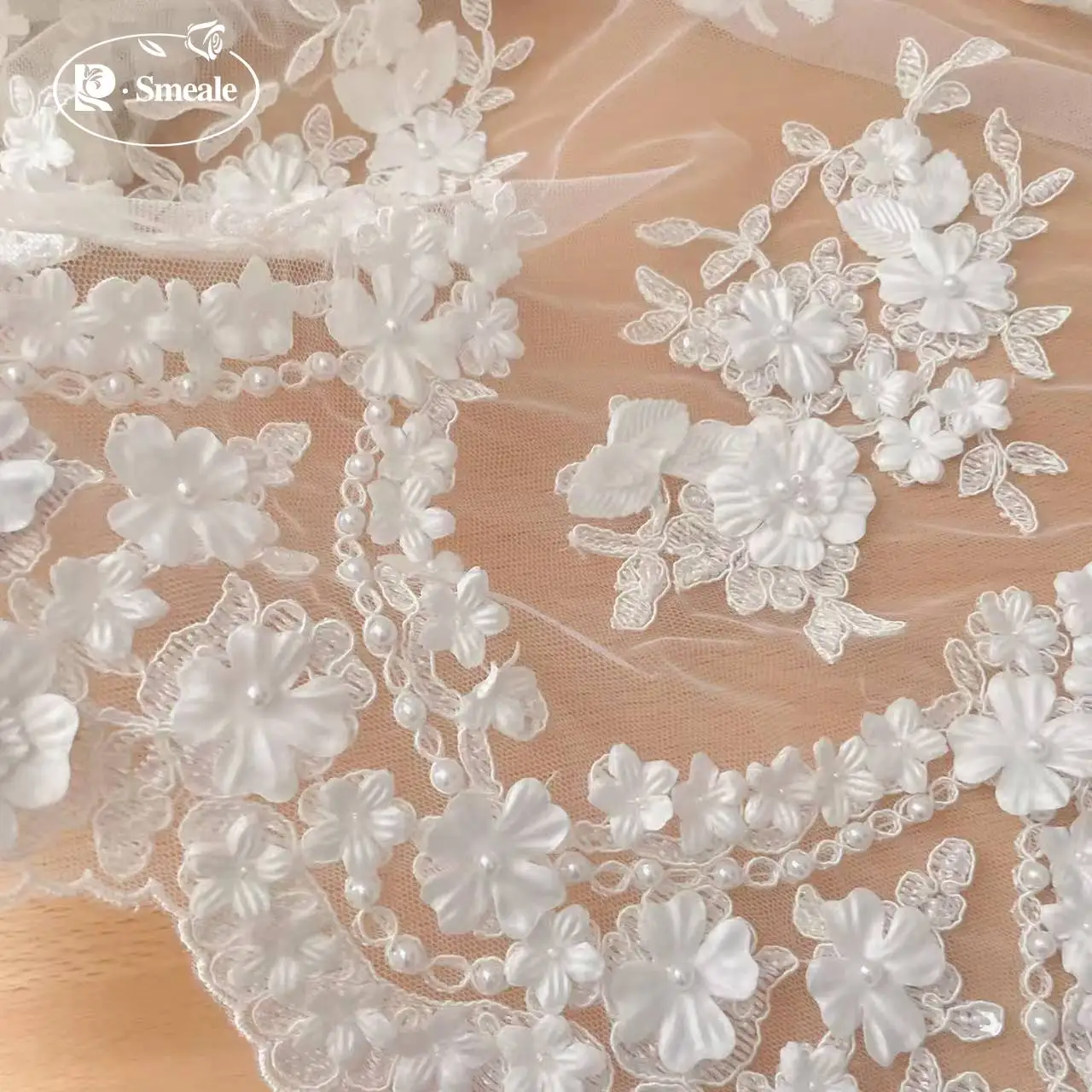 

Мягкая фата из искусственного шелка цвета слоновой кости для свадебного платья. Швейные принадлежности ручной работы своими руками. 3D шифоновые цветы, кружевная ткань с бисером RS35