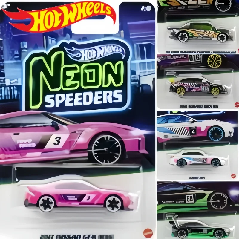 

new Hot Wheels Hlh72 Neon Racing Series Porsche Nissan Gtr Bmw M4 Subaru Leopard Alloy Car Model Birthday Gifts Toys