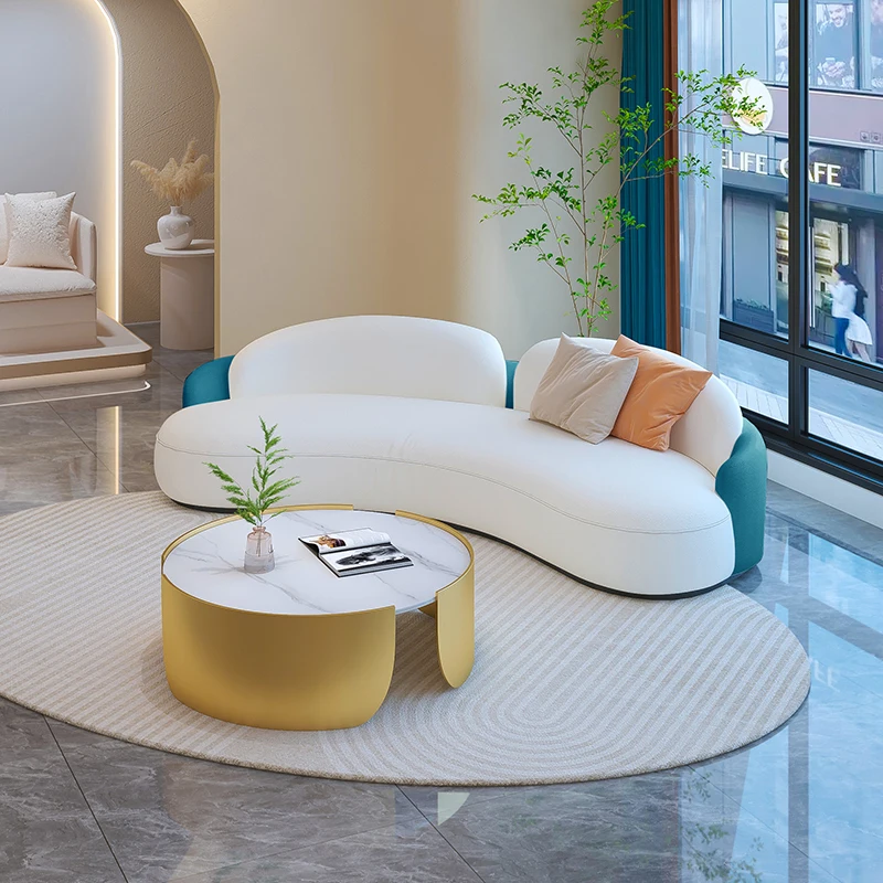 Household Living Room Arc Three-person Sofa Luxury Modern Simple Rest Area Reception Hotel Lobby Office Building Reception Sofa