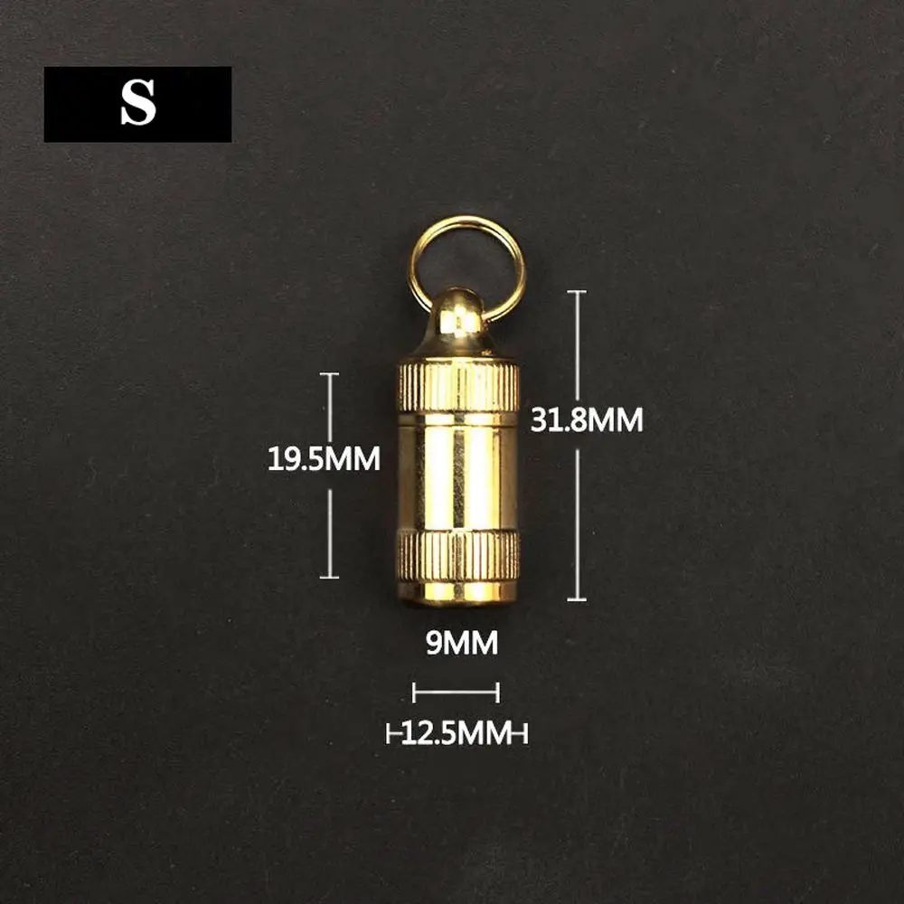 Recipiente portátil de latão para tablet, acessório para acampamento ao ar livre, estojo para comprimidos de viagem, garrafa de remédios, chaveiro, caixa de armazenamento de comprimidos