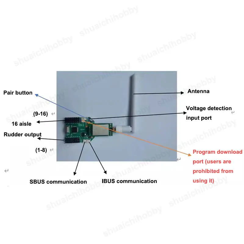 1PCS 2.4G Universal Integrated Receiver 16 Channels SBUS IBUS Receiving with Antenna for RC Aircraft Model Receive