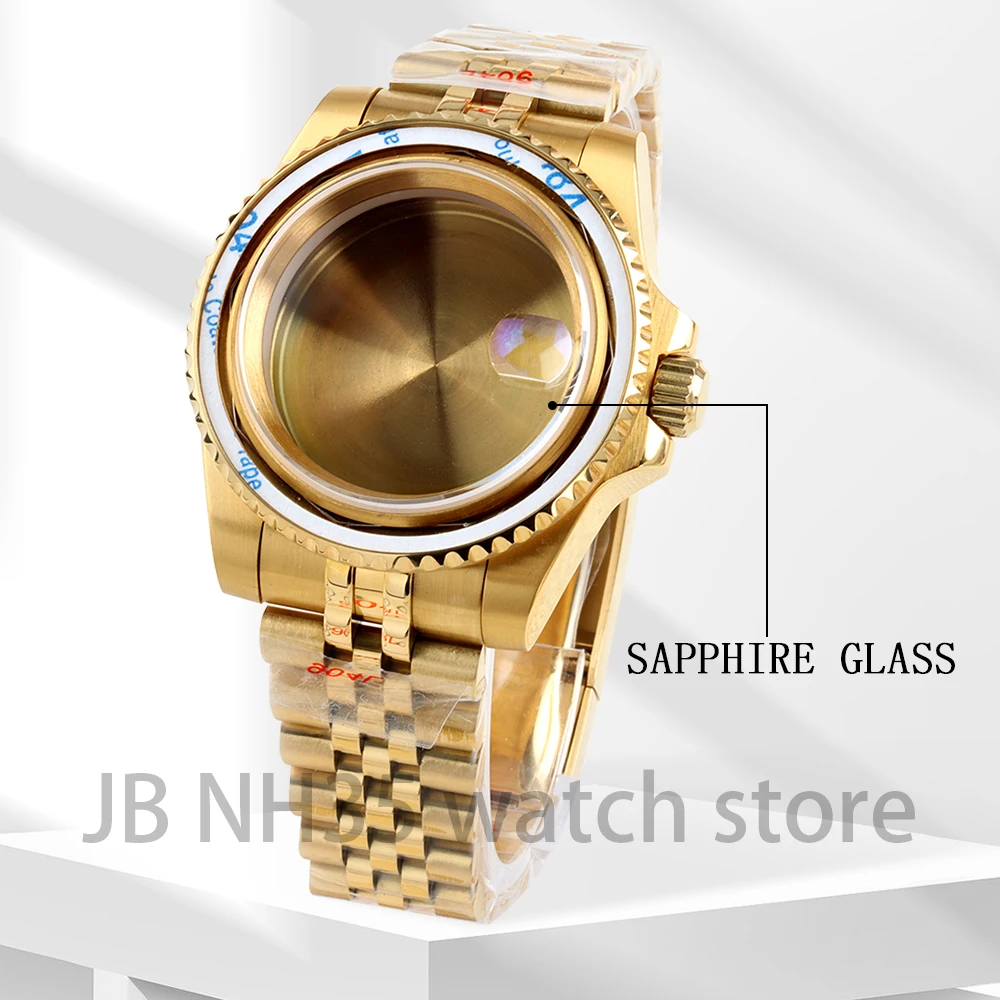 NH35 Watch Case 40mm No Bezel Sapphire Glass Stainless Steel Jubilee Bracelet for Seiko NH34 NH35 NH36 NH38 Movement 28.5mm Dial