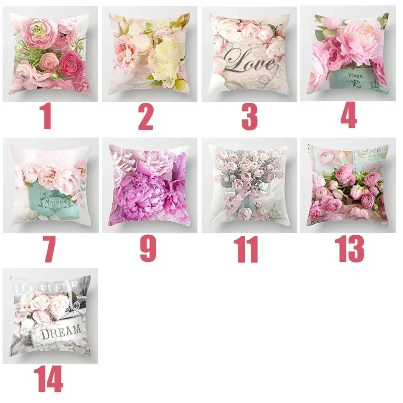 Realism Rose Flower Series Printed Single Side Polyester Pillow Cover Car Cushion Cover Sofa Living Room Bedroom Pillow Cover