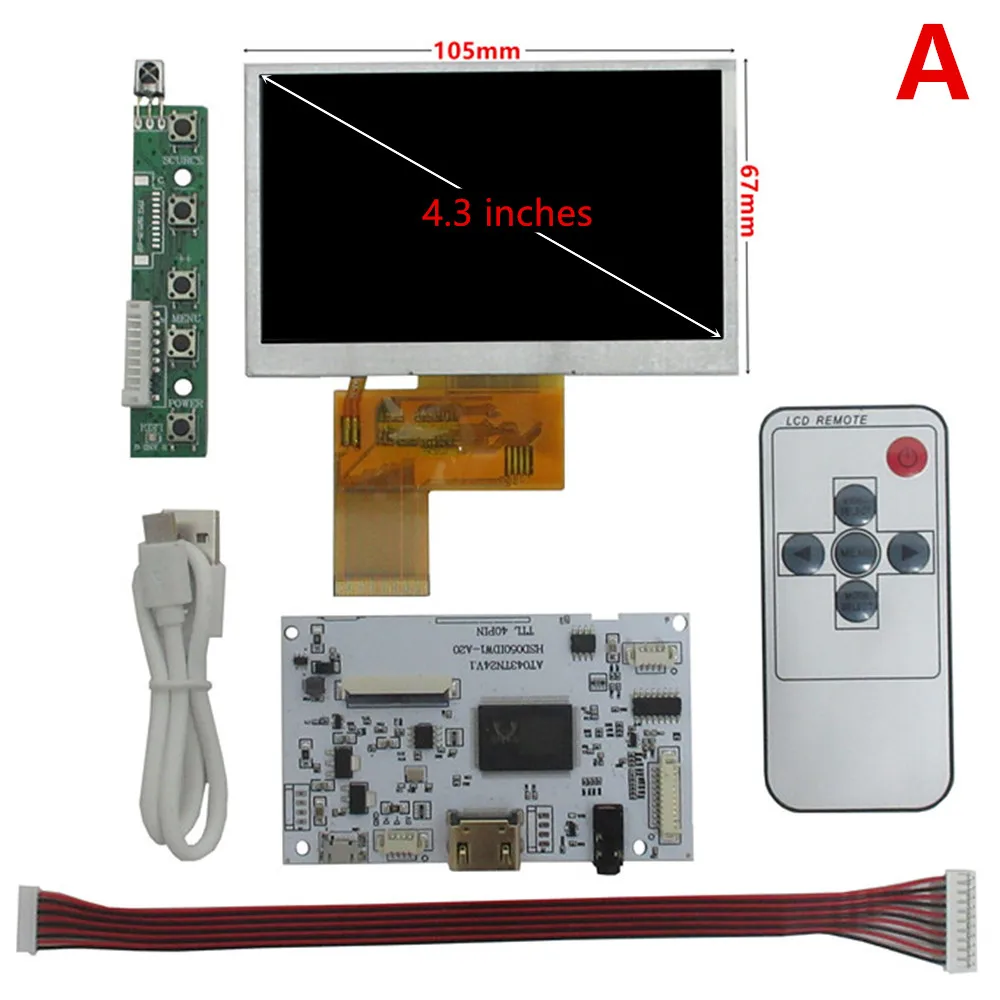 4.3 Inch 480*272 LCD Display Screen Universal DIY Driver Control Board Raspberry Pi PC Portable Monitor