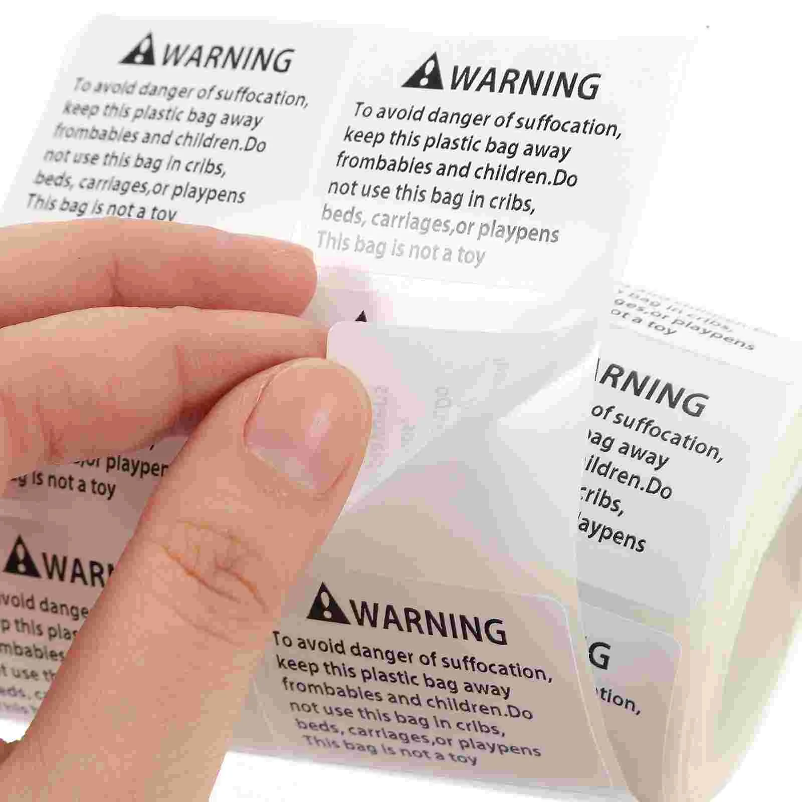 Anti-suffocation Stickers Warning Decals Choking Sign Applique Packing Bag White