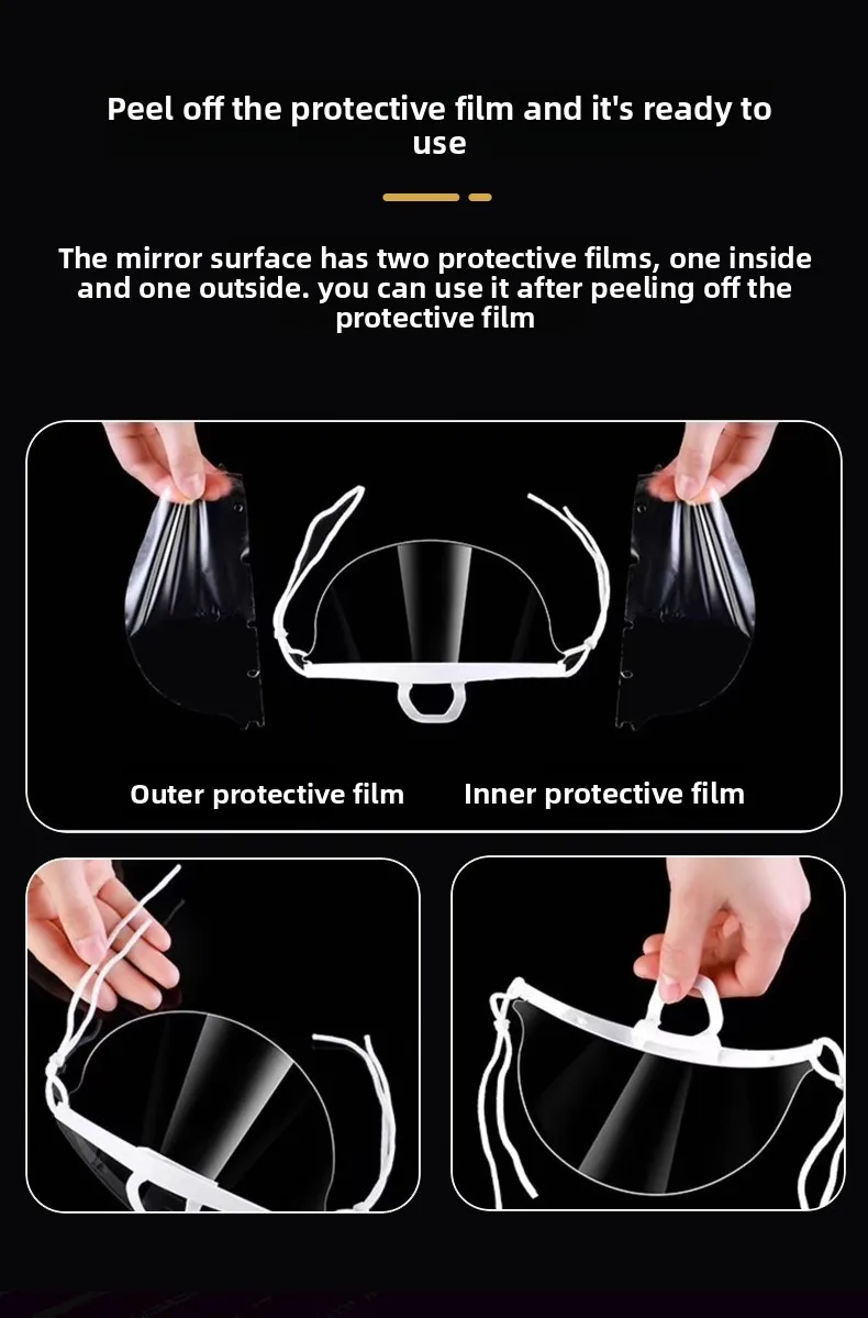 Saliva Isolation Face Shield, Disposable Transparent Mask for Droplet Protection, Anti-Fog Protective Screen with Comfort Fit