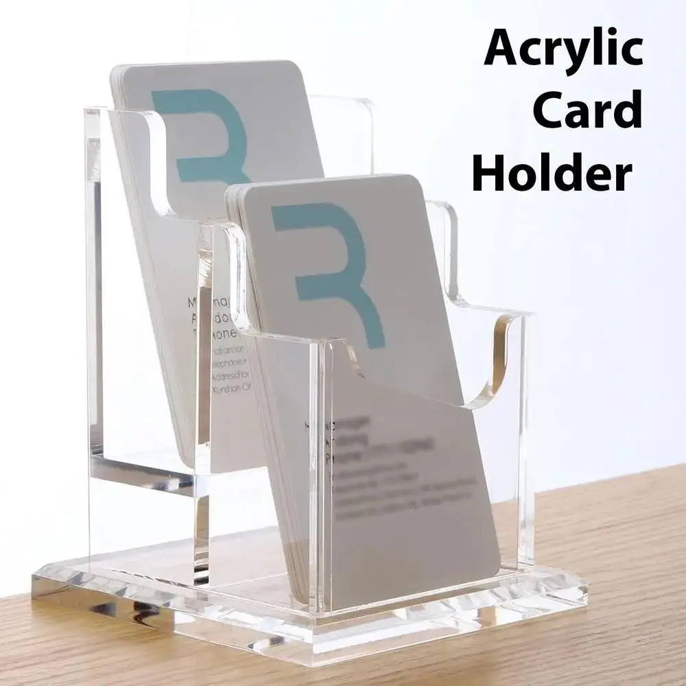 Vertical/Horizontal Acrylic Business Card Holders Clear Large Capacity Name Card Display Stand Multiple Anti-slip