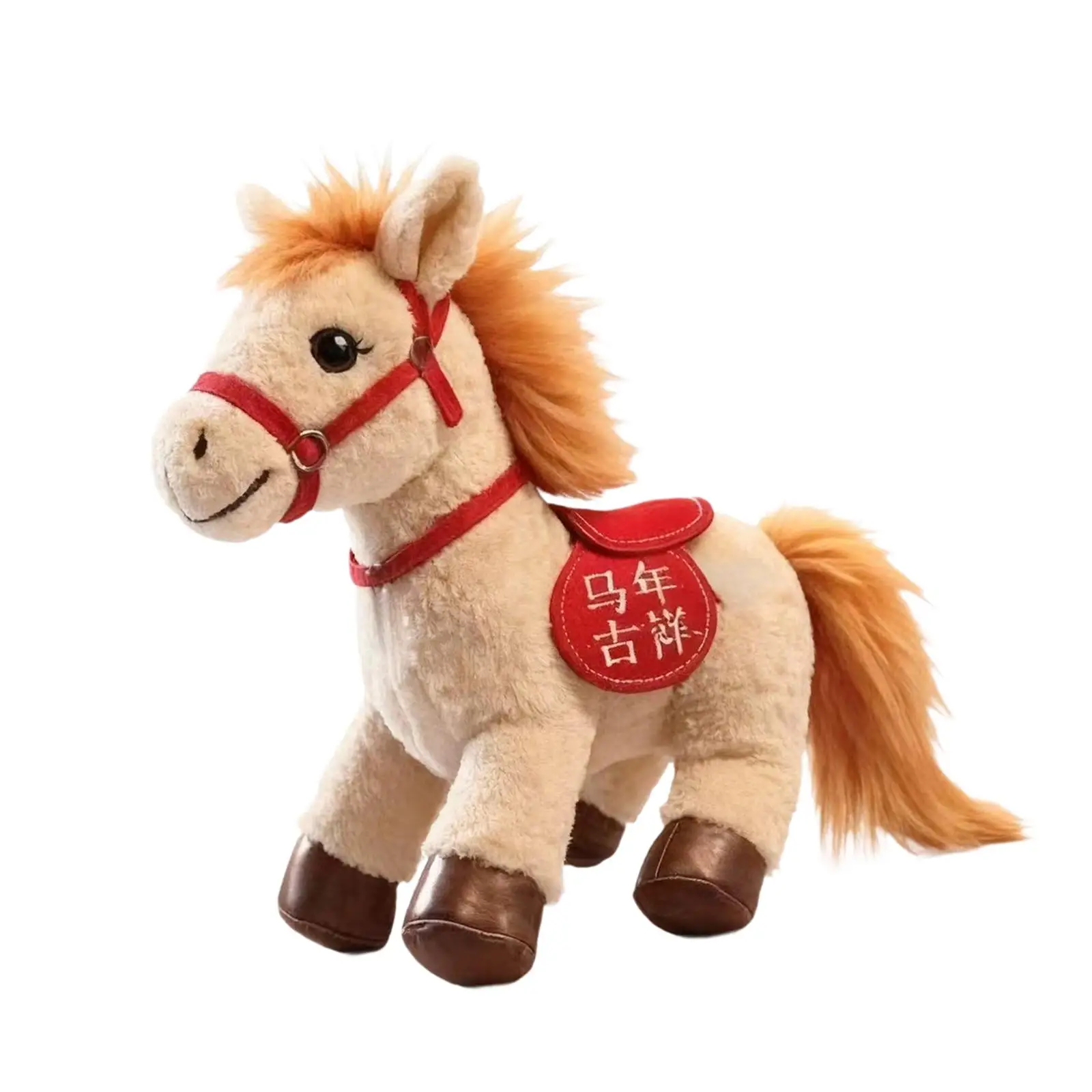 Horse Plush Stuffed Animal Toy PP Cotton Adorable Plushie Blessing Ornament for Child Birthday Spring Festival Decor