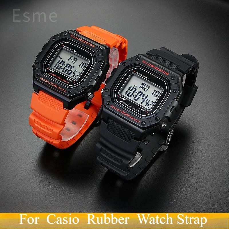 Leggero per Casio AE-1300 AEQ-110W Cinturino per orologio sportivo Interfaccia convessa 18mm Elastico ad alta elasticità Arancione Rosso Bianco