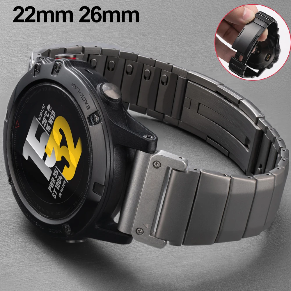 22 26mm Quick Fit Men Stainless Steel Band for Garmin Fenix 8 7X/7 Solar/6X/6 Pro/5 Plus/epix Gen2/Instinct 2 Watchband Strap