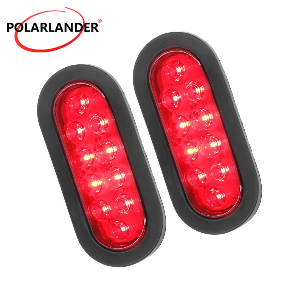 For Boat RV Trucks red shockproof light wired 3 Pin water tight plug 2 Pack 6 Inch Oval LED Trailer Light