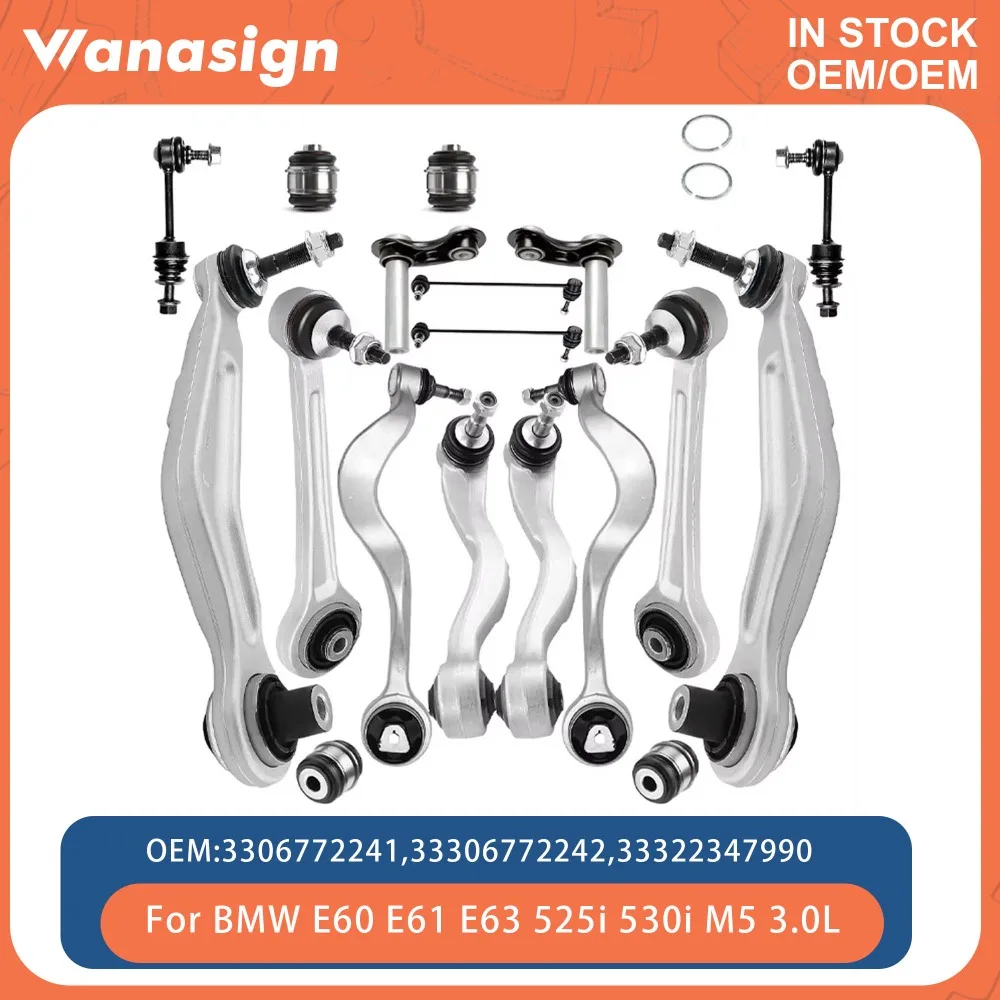 Front Rear Suspension Control Arm Ateering Control Arm Connection Kit For BMW E60 E61 E63 525i 528i 530i 535i 550i M5 3.0L 06-10