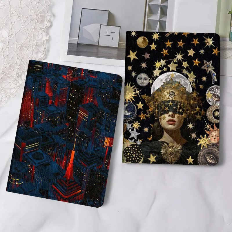 

Cartoon City Night Cool Tablet Case For Samsung Tab Galaxy S6 S11 A A7 A8 A9 A11 10.1 10.4 10.5 Plus Lite Gift
