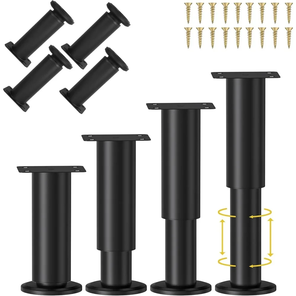 

4 Pcs Height Adjustable Furniture Legs with Screws, Furniture Bed Support Legs 9.84-16.54 inch,Metal Heavy Duty Furniture Replac