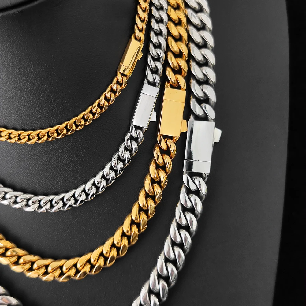 

6mm 8mm 10mm 12mm Hip Hop Cuban Link Chain Necklace Fashion Jewelry Stainless Steel Chain For Men Gift