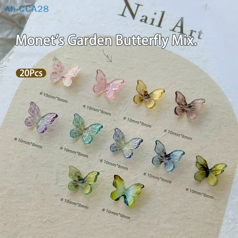 20pcs 3D Resin Nail Charms Mixed Color Butterfly Nail Parts Accessories Kawaii DIY Nail Art Decoration For Women image 2
