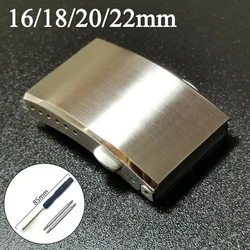 16mm 18mm 20mm 22mm Stainless Steel Folding Buckle 6 Holes Extended Double Push Butterfly Clasp Watch Band Brushed Buckle