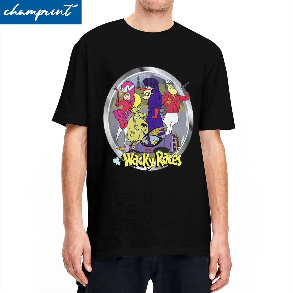 Wacky Races 70s Cartoon Main Characters for Men Women T Shirts Novelty Tees Crew Neck T-Shirt Pure Cotton Printed Tops