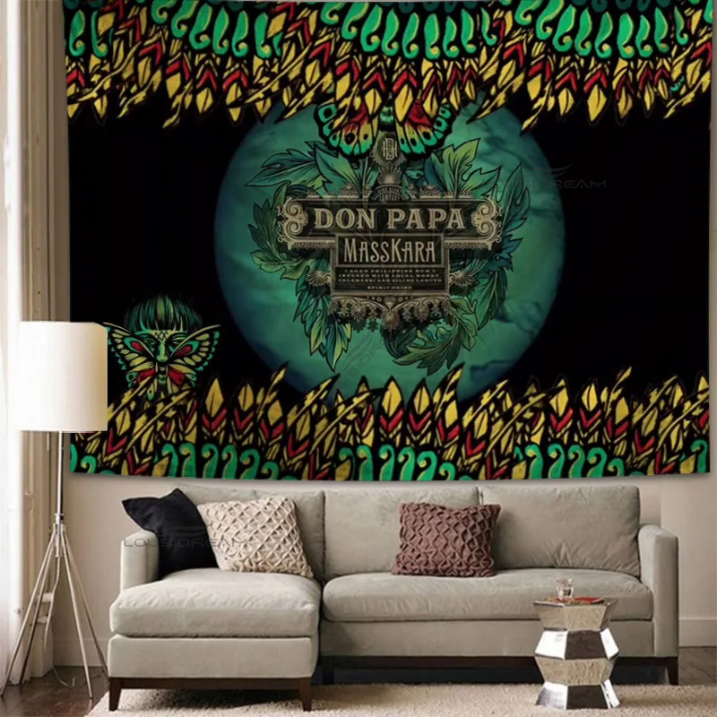 Don Papa Rum Wine Art Patterns Tapestry Wall Hanging Cloth Decorative Tapestry Modern Family Art Decorative Bookshelves Tape