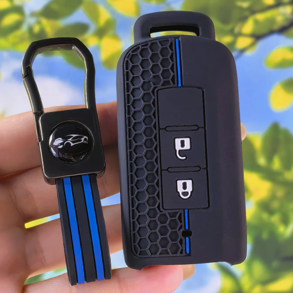 Auto Key Case With Keychain for Mitsubishi Outlander Xpander Triton ASX LANCER Pajero Sport3 Eclipse Cross L200 Fob Sleeve