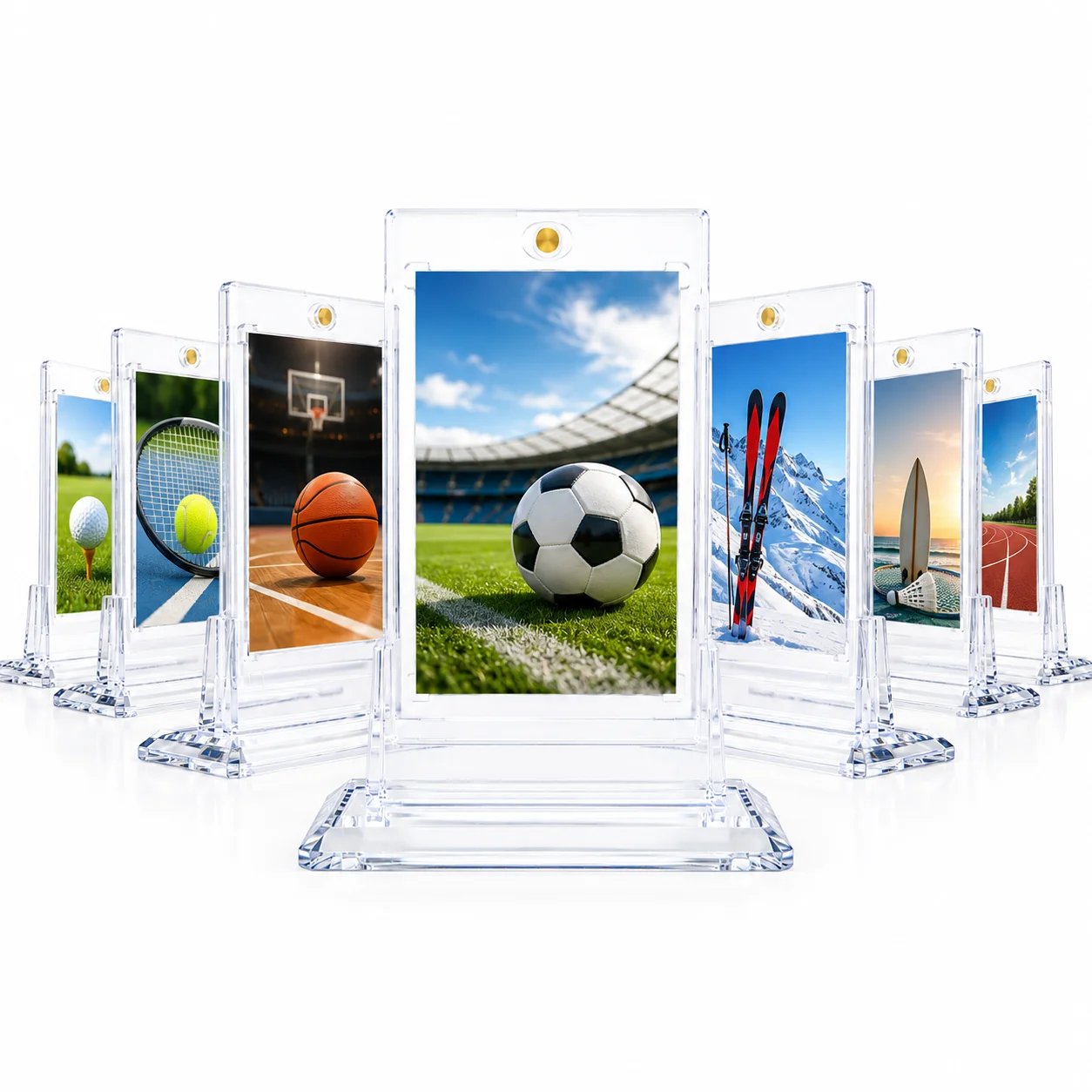 4pcs 35PT Magnetic Card Holders with Display Stands for TCG, Sports, Baseball, Photo & Standard Collectible Cards