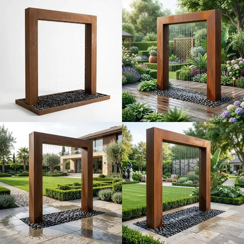 Customizable Eco Friendly Weathering Steel Water Feature Device Durable Fire Resistant Waterproof Rust Proof Surface