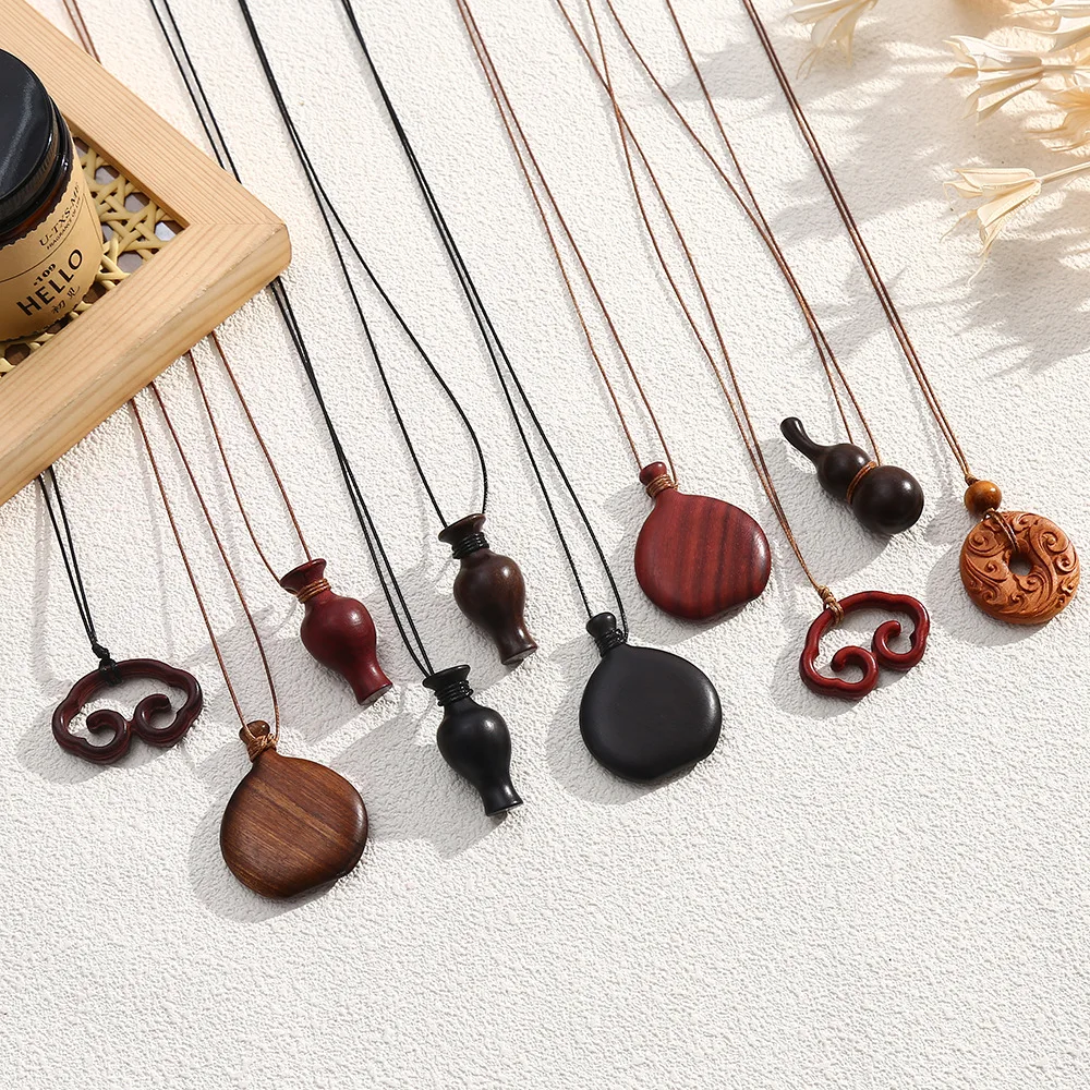 FTCY-collar con colgante de botella de agua de madera para mujer, gargantillas de cadena de cuerda larga ajustables, suéter para mujer, regalo de joyería