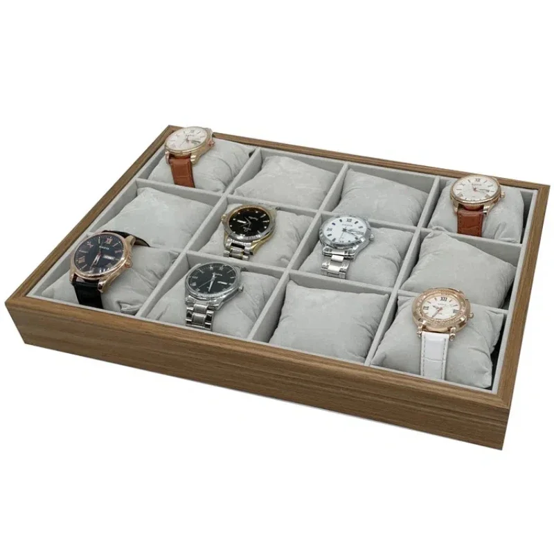 

Black Walnut Wooden Watch Bracelet Display Sales Tray Inventory Tray Silk Cotton Watch Pillow Storage Box