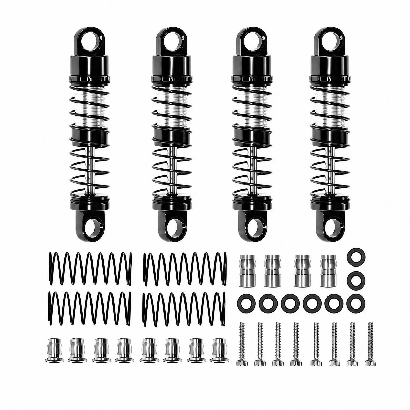 1/30 Scale Metal Shock Absorber Spring for SCX30 Crawler Replacement Coil Spring Damper Kit with Rubber Bushings for Trail