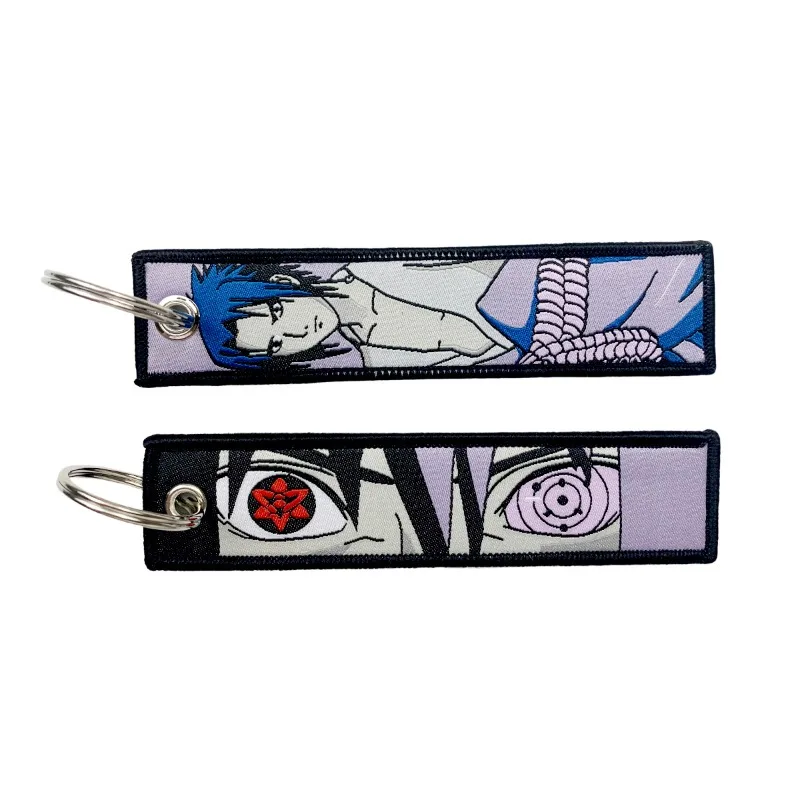 new Naruto Anime Key Tag Cool Embroidery Keychains Motorcycles Keychains Fashion Key Ring Accessories