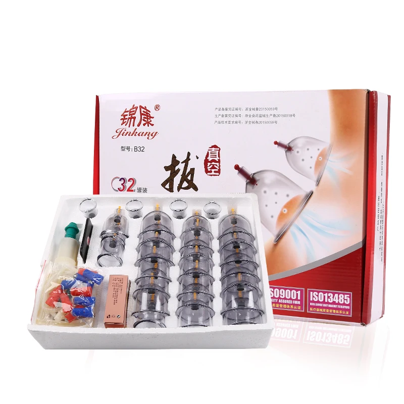 

Cheap 32 Pieces Cans cups chinese vacuum cupping kit pull out a vacuum apparatus therapy relax massagers curve suction pumps