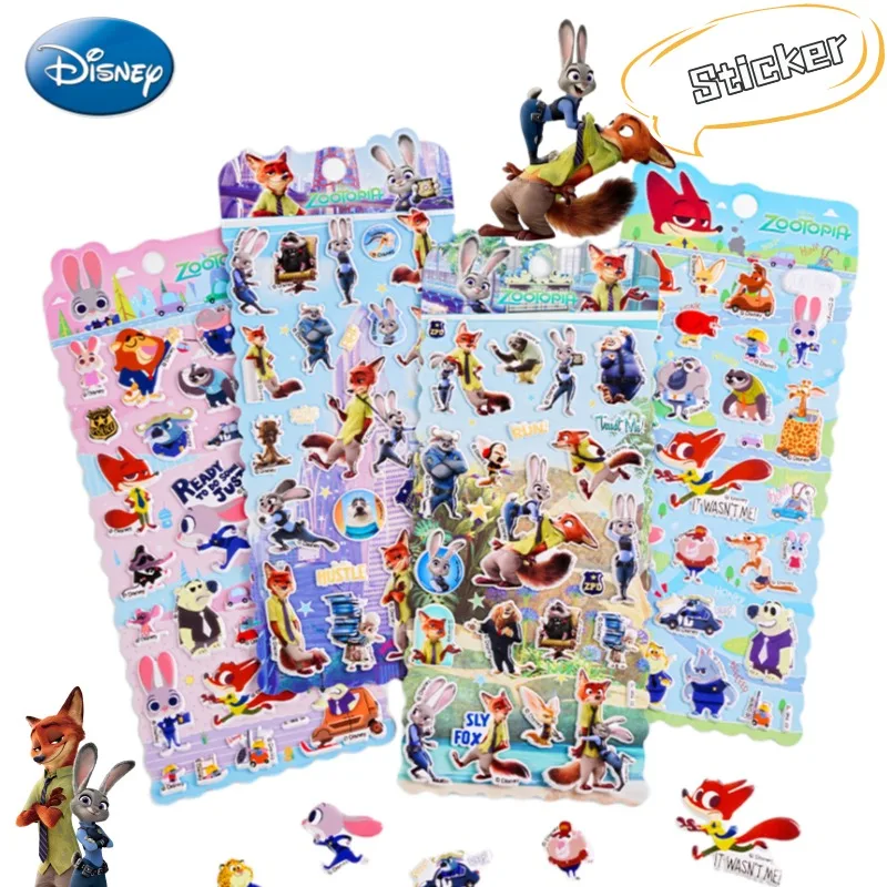 ديزني Zootopia جودي ونيك أنيمي الكرتون لطيف ثلاثية الأبعاد فقاعة ملصقات Kawaii DIY الكتابة على الجدران ملصقات الزخرفية اللعب هدايا عيد #1