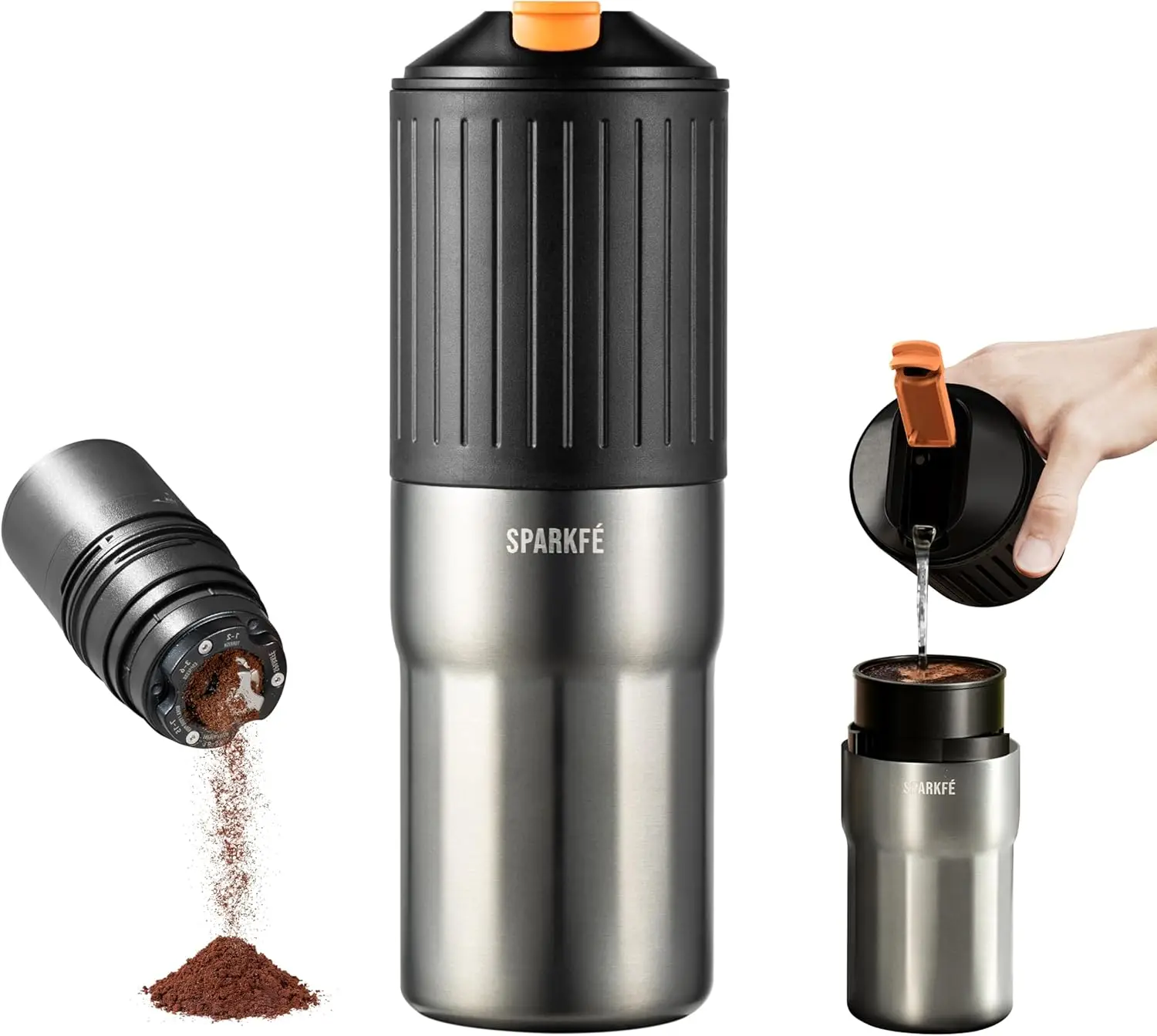 

Electric Conical Burr Grinder Integrated Hand Brew Kit Stainless Steel Filter Dripper Travel Mugs Portable Pour Over Coffee Make