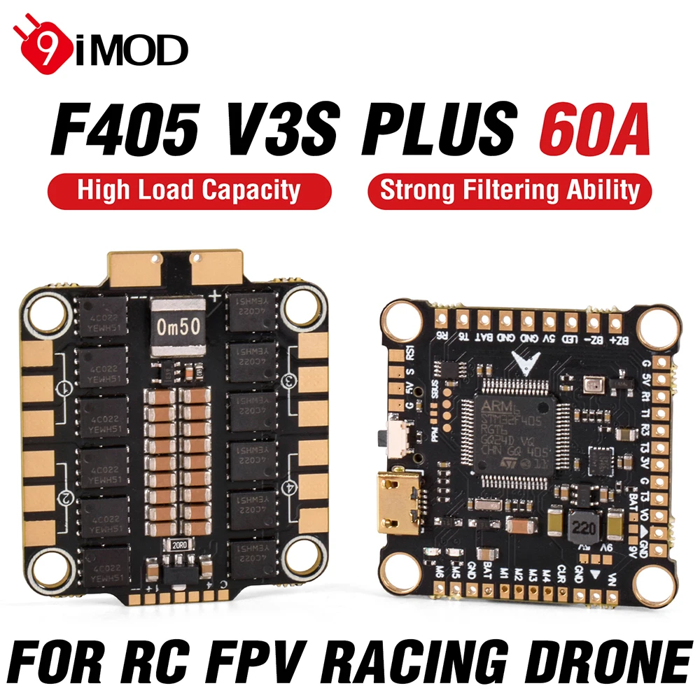 

9IMOD F405 V3.1S PLUS FC Flight Controller Board 4in1 8Bit Built-in Barometer OSD with Brushless 60A ESC