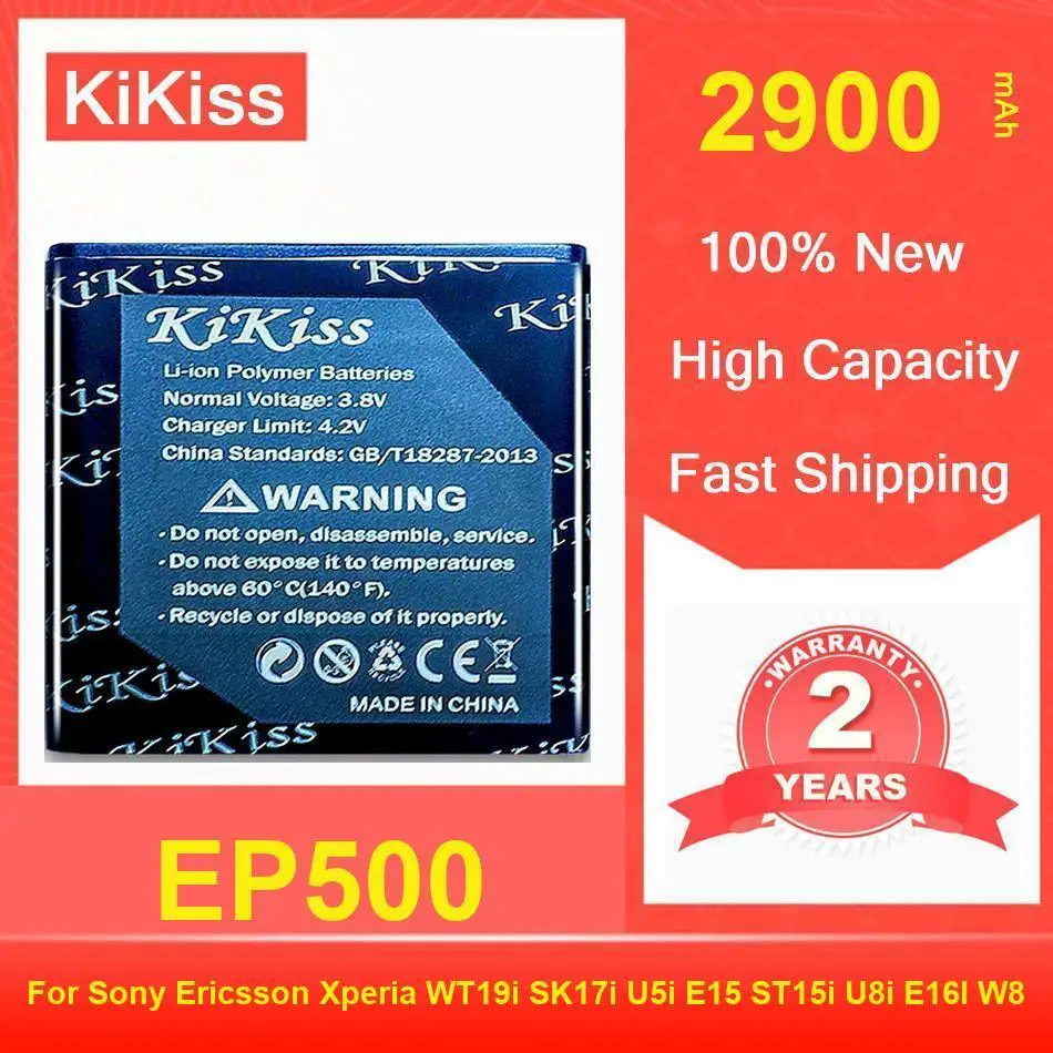 

Kikiss Battery 2900Mah EP500 For Sony Ericsson Xperia Wt19i Sk17i U5i E15 St15i U8i E16I W8