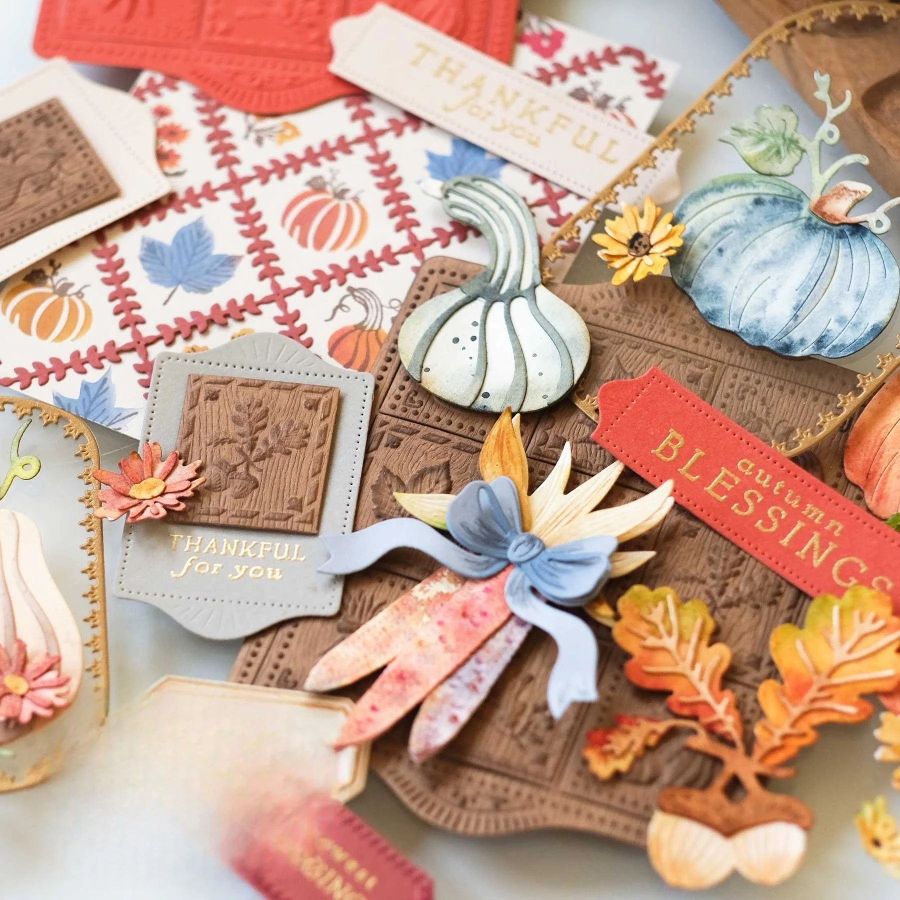 Neu 2026 Herbst Kürbis Wildwood Bouquet Erntedeko Metall-Schneidestanzformen Klarsichtstempel Schablone Heißfolie für DIY-Dekoration Scrapbook – Detail 4