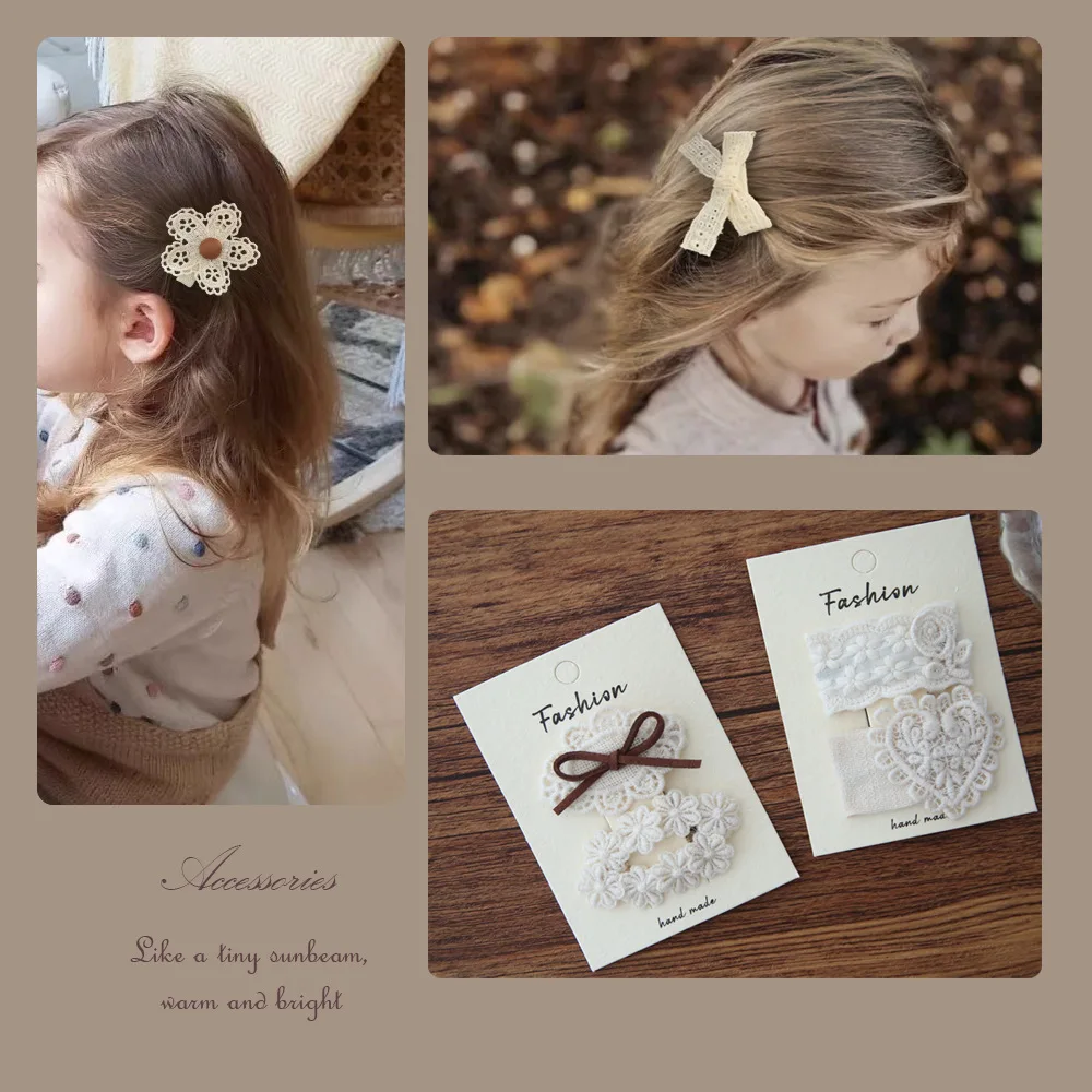 

Скандинавские заколки для волос, комплект из 2 предметов, детские фетровые заколки с цветочным сердечком, хлопчатобумажная ткань, стиль INS, нескользящие, безопасные для детей аксессуары для волос