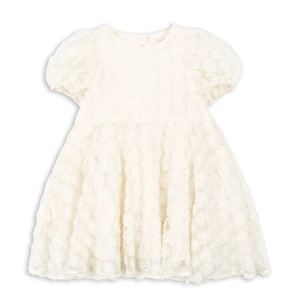Fashion Green Girl Summer Dress 2025 Mesh Flower Girl Princess Dress Cute Sweet Bow White Dress Tutu Skirt Party Kids Clothes