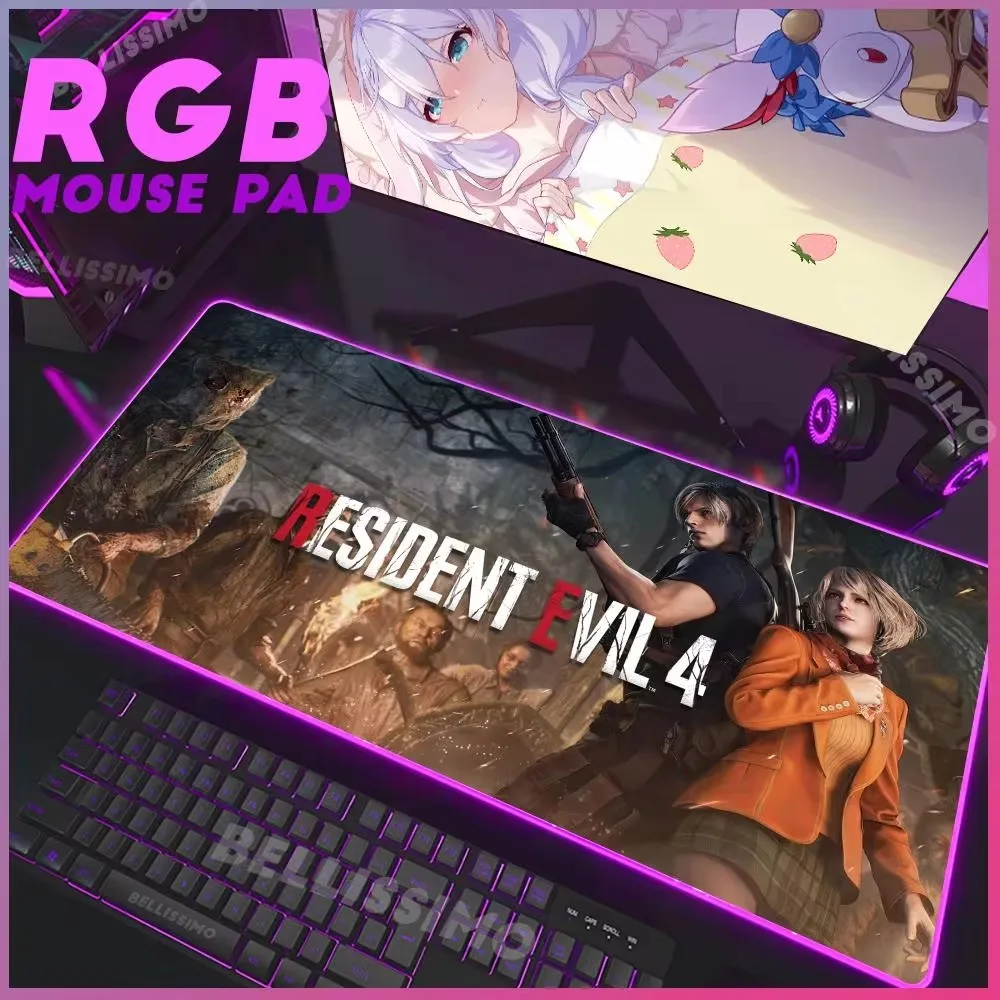 R_resident E_evil серии RGB игровой коврик для мыши с подсветкой, настольный коврик для мыши, прочный коврик для клавиатуры и мыши, игровые аксессуары, подушка для ноутбука