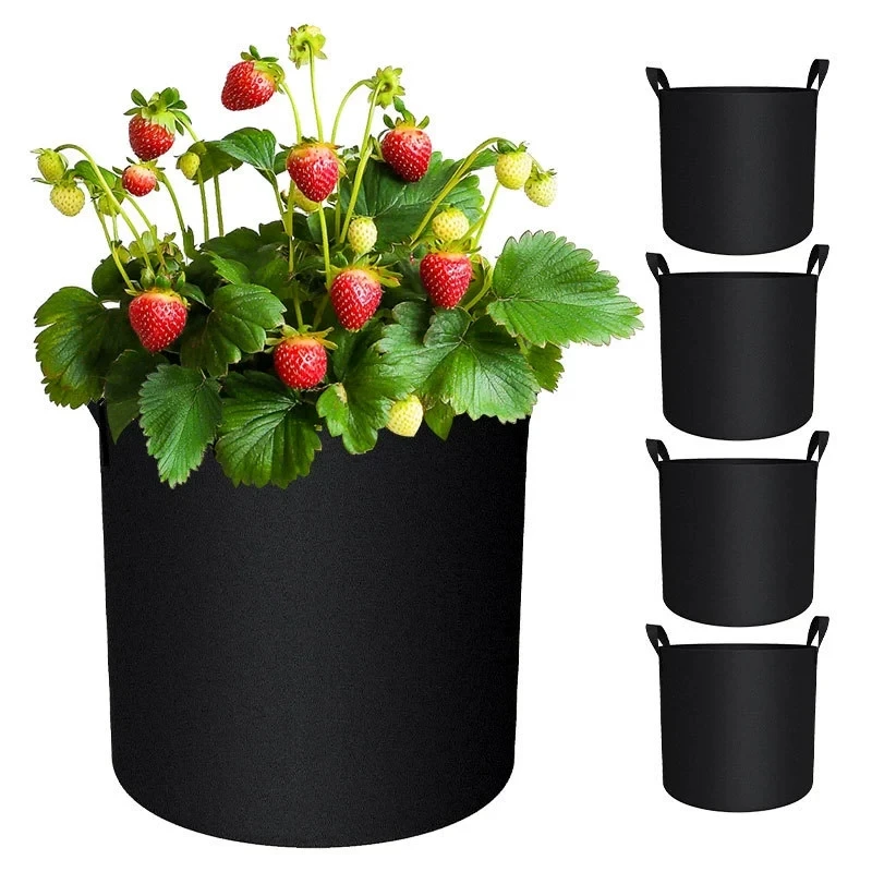 5PCS Felt Grow Bags 3-20Gallon Thickened Gardening Fabric Vegetable Flower Planting Pots Greenhouse Garden Plant Nursery Pot