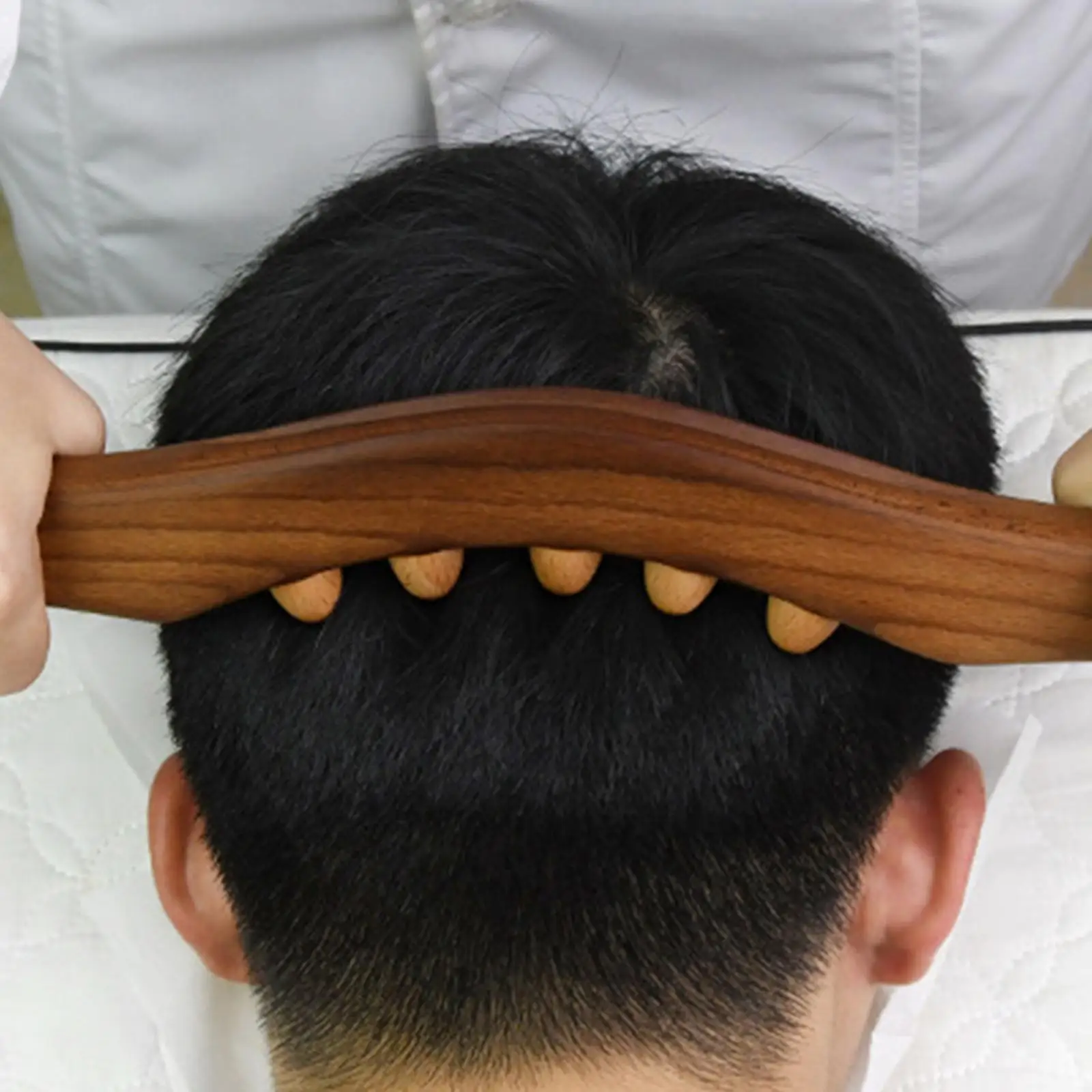 Wooden Guasha Massaging Tool Muscle Relaxation Handheld Point Treatment Head Massage 5 Beads Relieve Sore Muscles for Neck