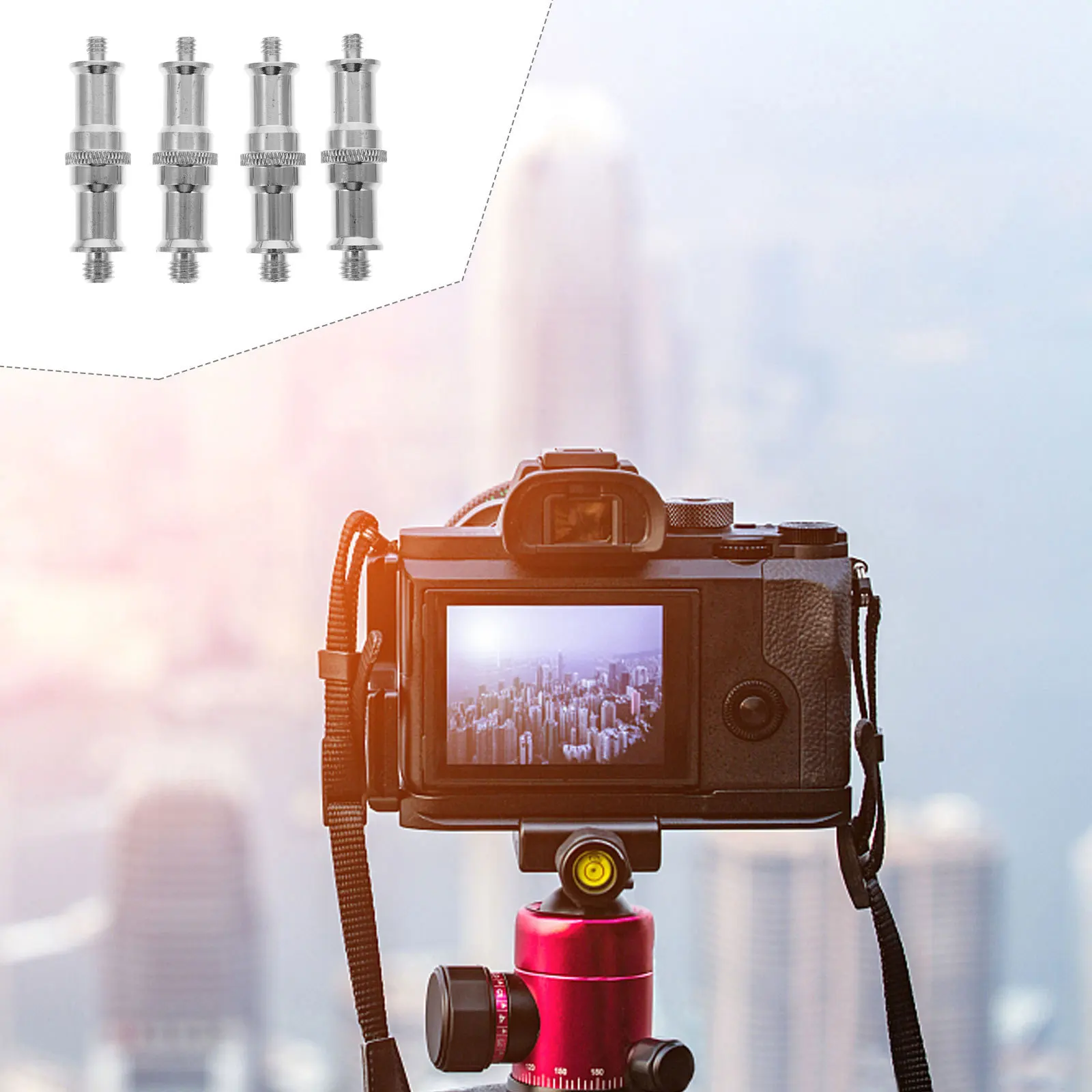 

4pcs 1/4 To 3/8 Screw Adapter Stainless Steel Spigot Converter For Light Stand Flash Mount Photography Vlogging