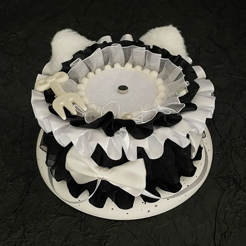 Creative Lace Magnetic Anime Cake Badge Holder Pearl Bow Pins Display Base 3D Handmade Ornate Ribbon Badge Flower Badge Display